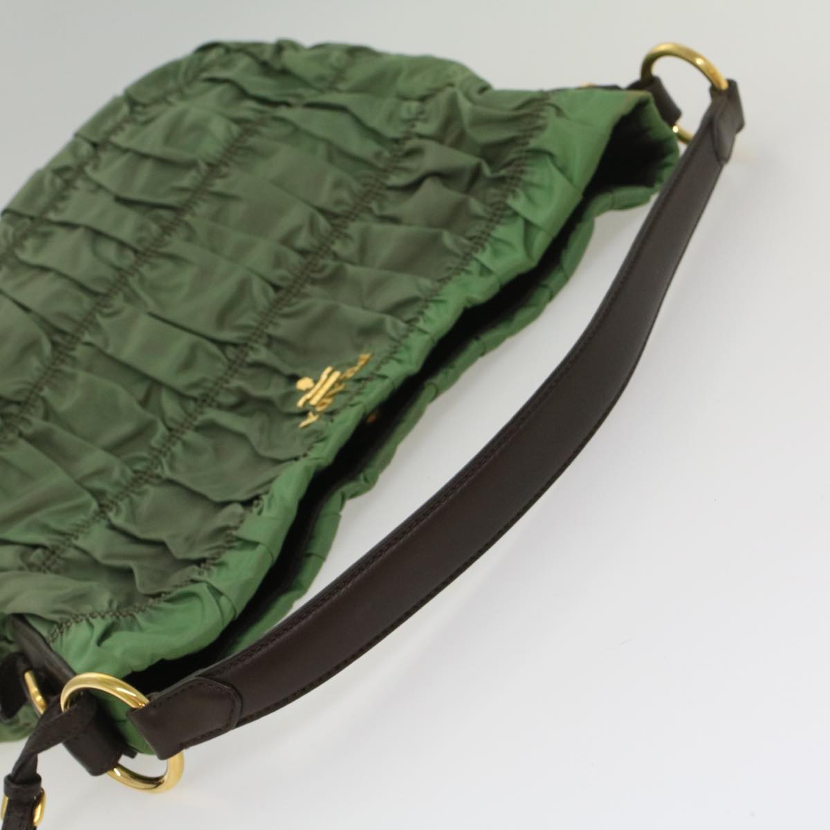 PRADA Shoulder Bag Nylon Green Auth ep1834