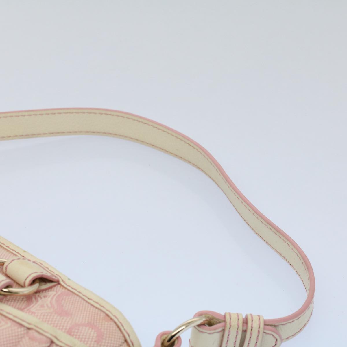 CELINE C Macadam Canvas Shoulder Bag Leather Pink Auth ep1844