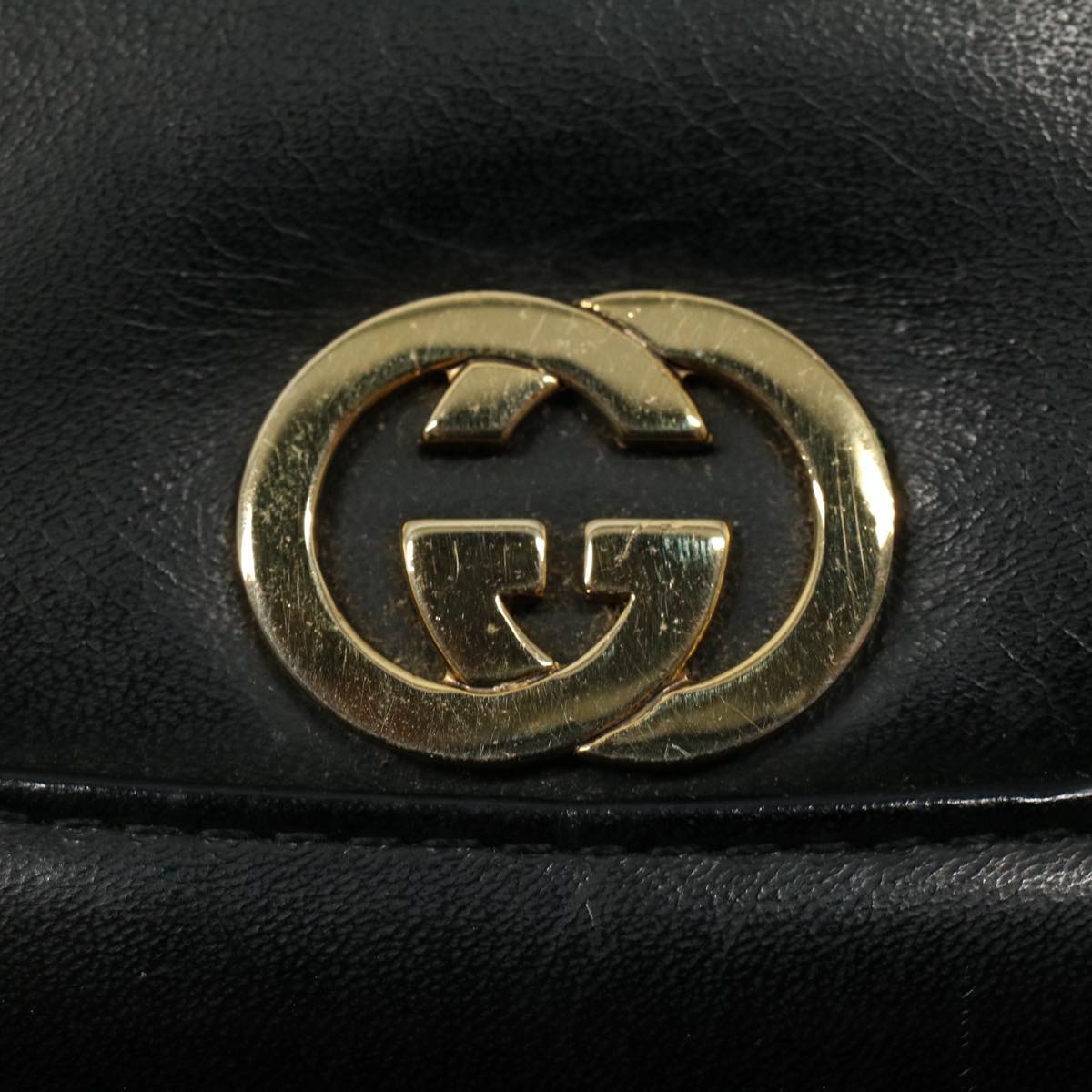 GUCCI Clutch Bag Leather Black Auth ep1846