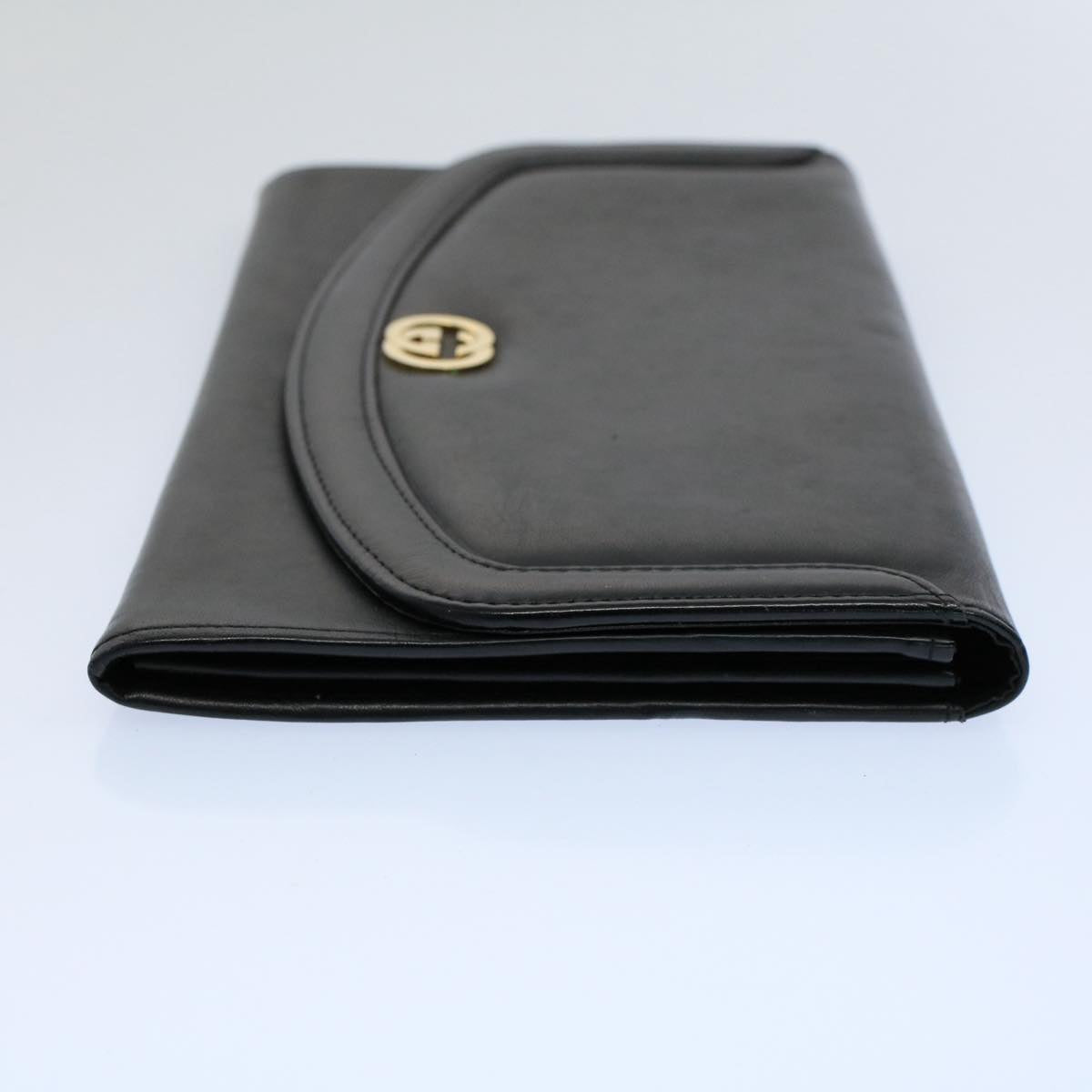 GUCCI Clutch Bag Leather Black Auth ep1846