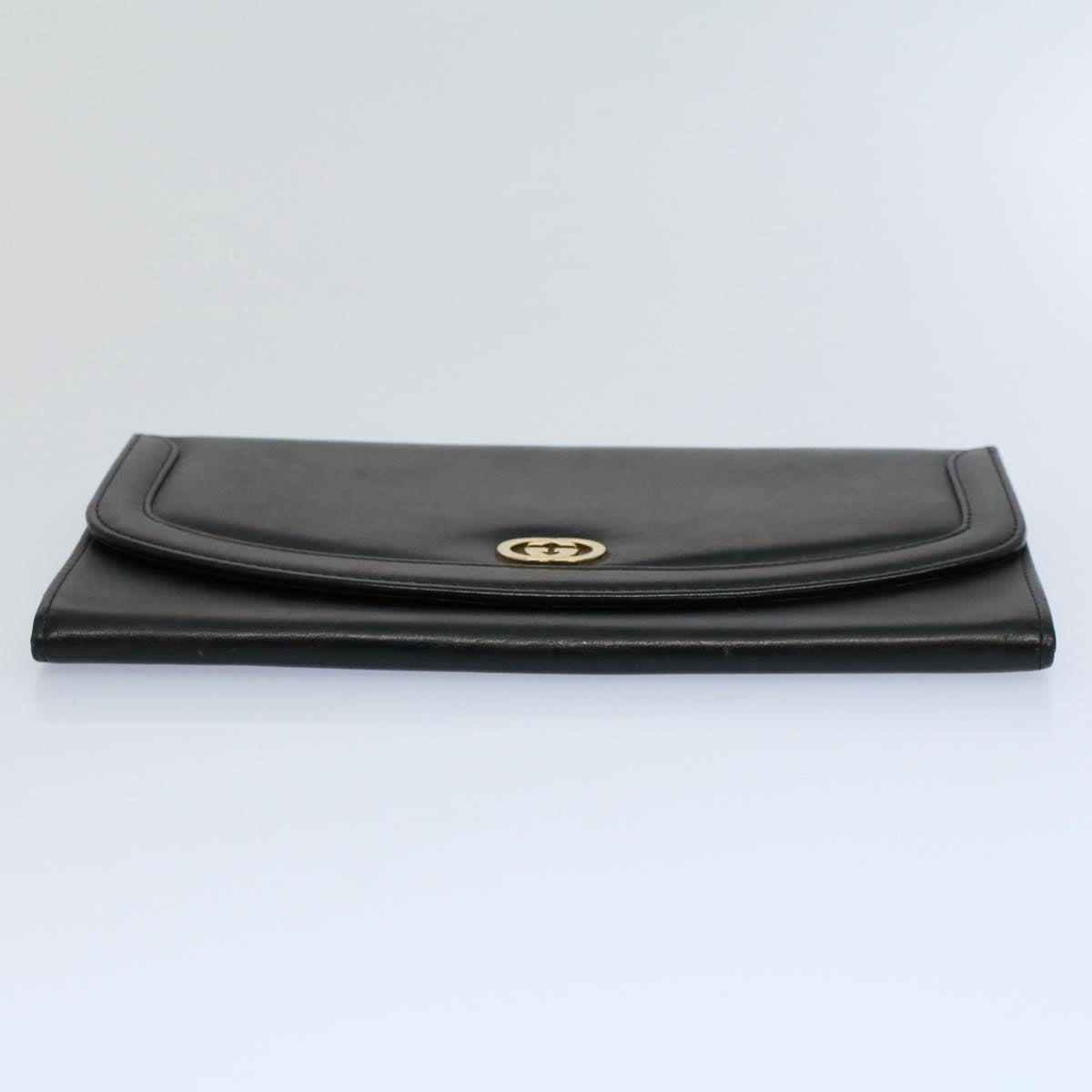 GUCCI Clutch Bag Leather Black Auth ep1846