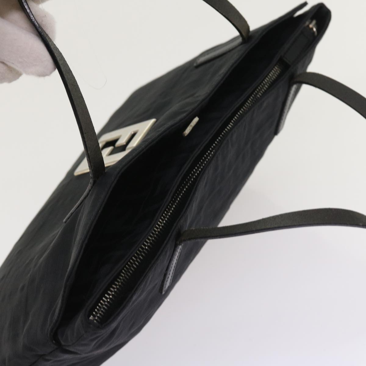 FENDI Zucca Canvas Hand Bag Black Auth ep1858