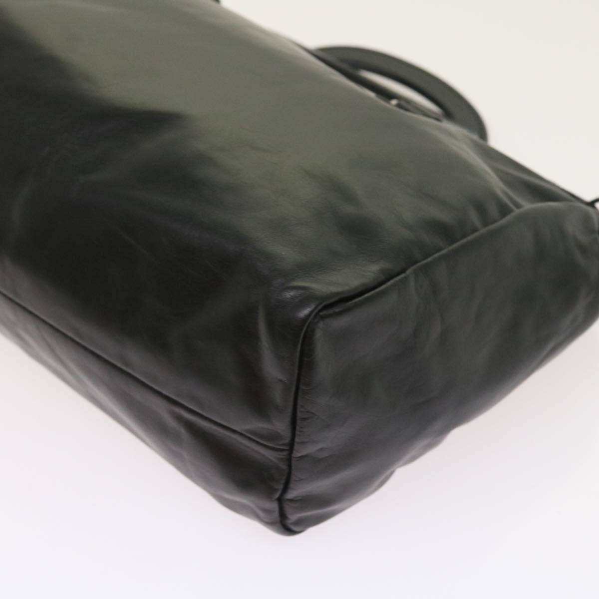 PRADA Hand Bag Leather Black Auth ep1859