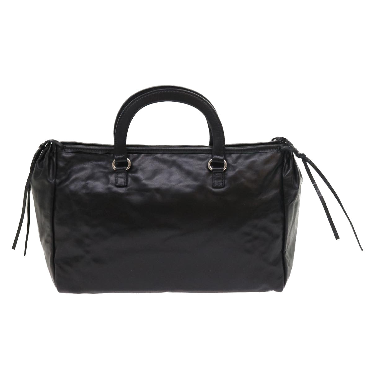 PRADA Hand Bag Leather Black Auth ep1859 - 0