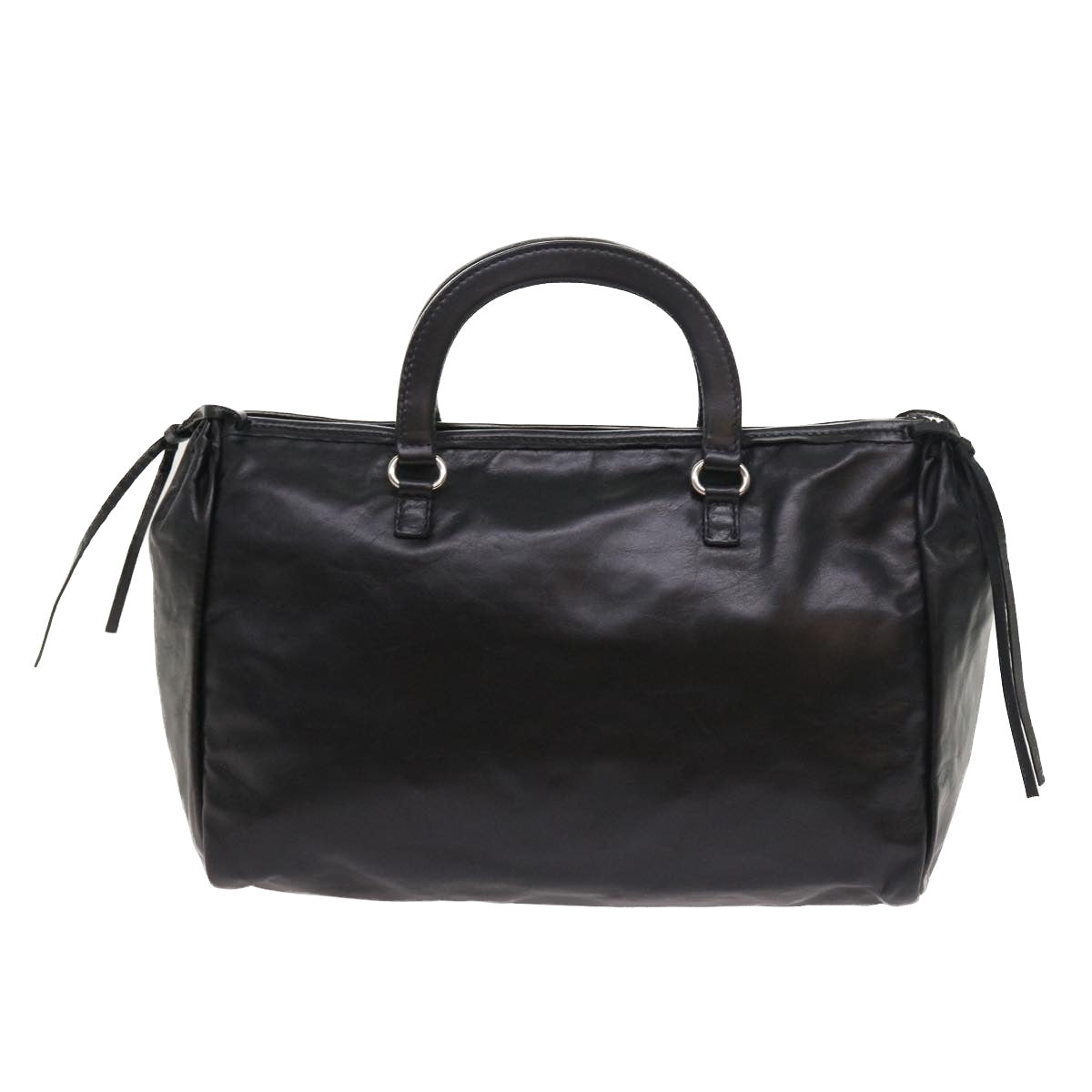 PRADA Hand Bag Leather Black Auth ep1859