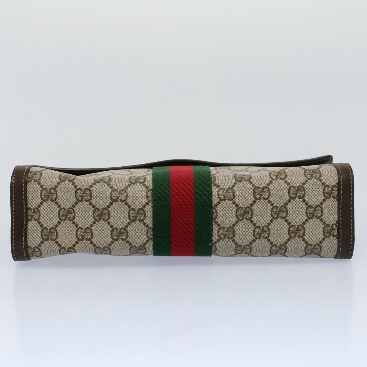 GUCCI GG Canvas Web Sherry Line Clutch Bag Beige Red 41 014 3087 30 Auth ep1883