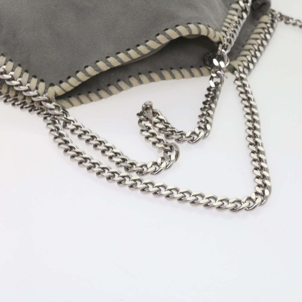 Stella MacCartney Chain Falabella Tote Bag Suede Gray Auth ep1887