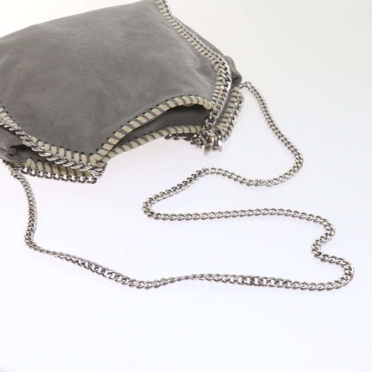 Stella MacCartney Chain Falabella Tote Bag Suede Gray Auth ep1887