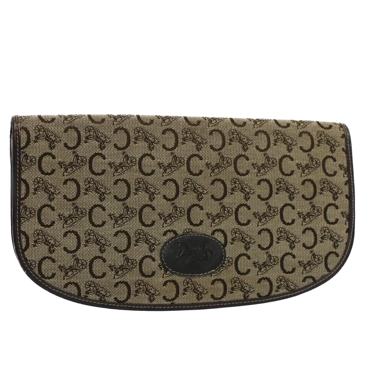 CELINE C Macadam Canvas Clutch Bag Brown Auth ep1888