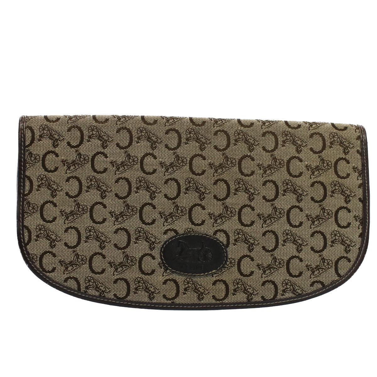 CELINE C Macadam Canvas Clutch Bag Brown Auth ep1888