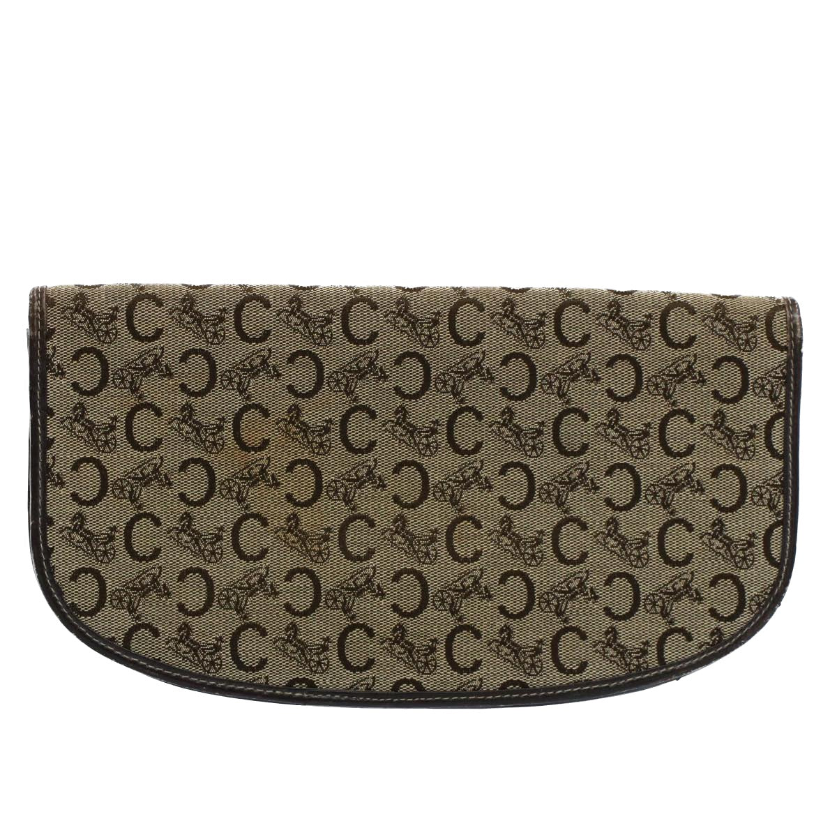 CELINE C Macadam Canvas Clutch Bag Brown Auth ep1888 - 0