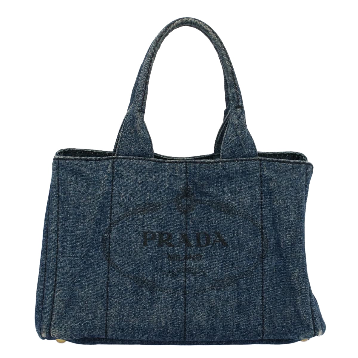 PRADA Canapa MM Hand Bag Canvas Blue Auth ep1898