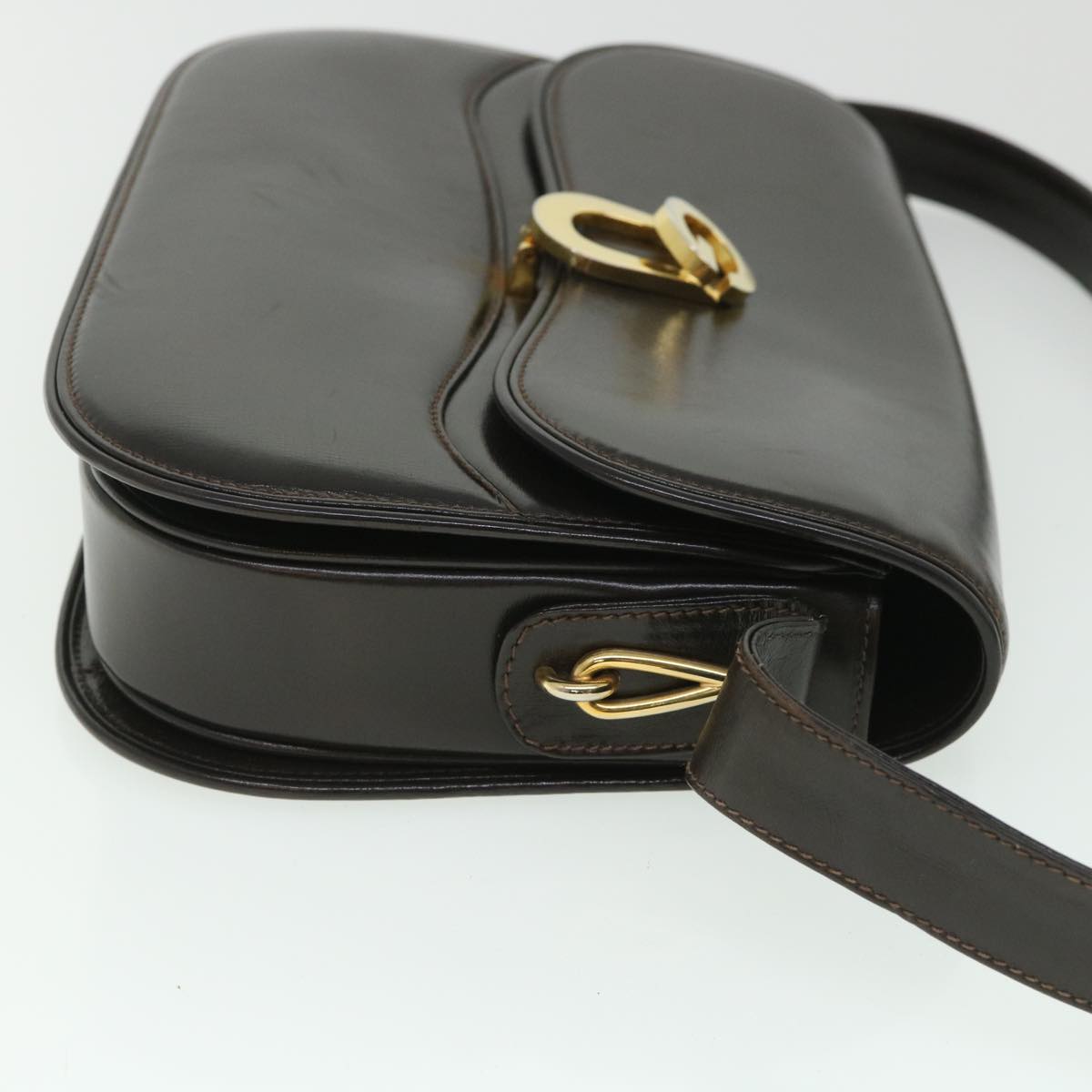 GUCCI Shoulder Bag Leather Brown Auth ep1904