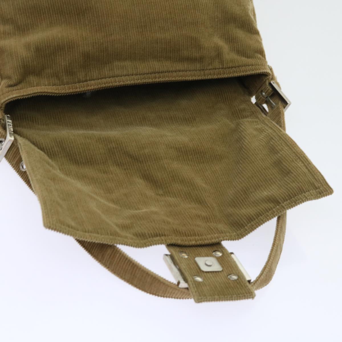 FENDI Mamma Baguette Shoulder Bag Corduroy Brown 21126325 009 Auth ep1916
