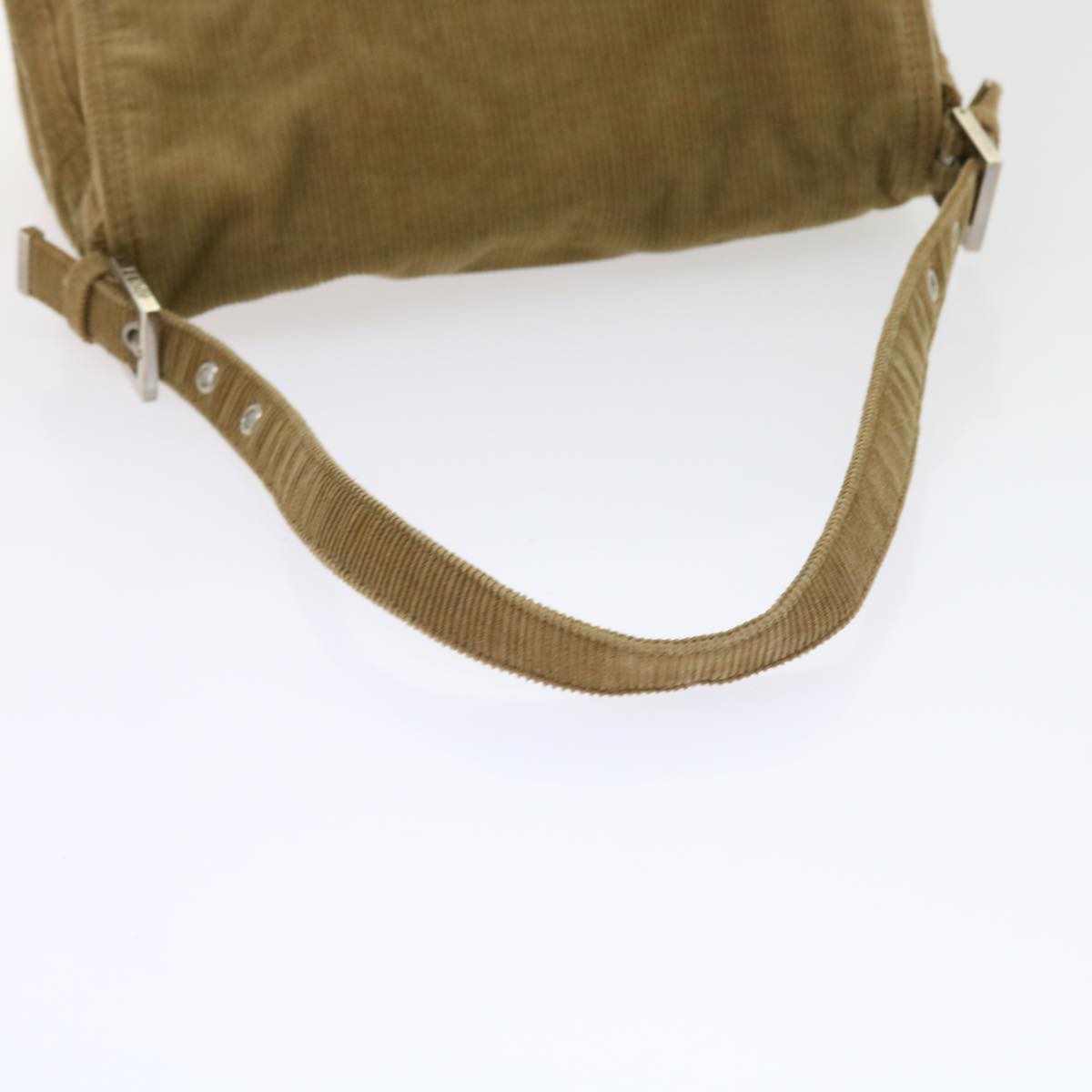 FENDI Mamma Baguette Shoulder Bag Corduroy Brown 21126325 009 Auth ep1916