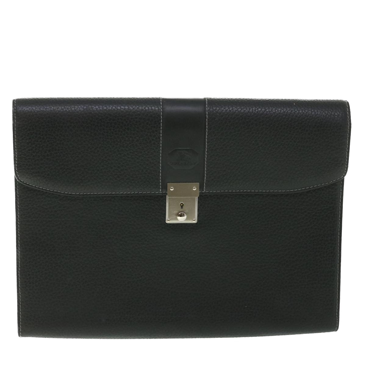 BURBERRY Briefcase Leather Black Auth ep1919