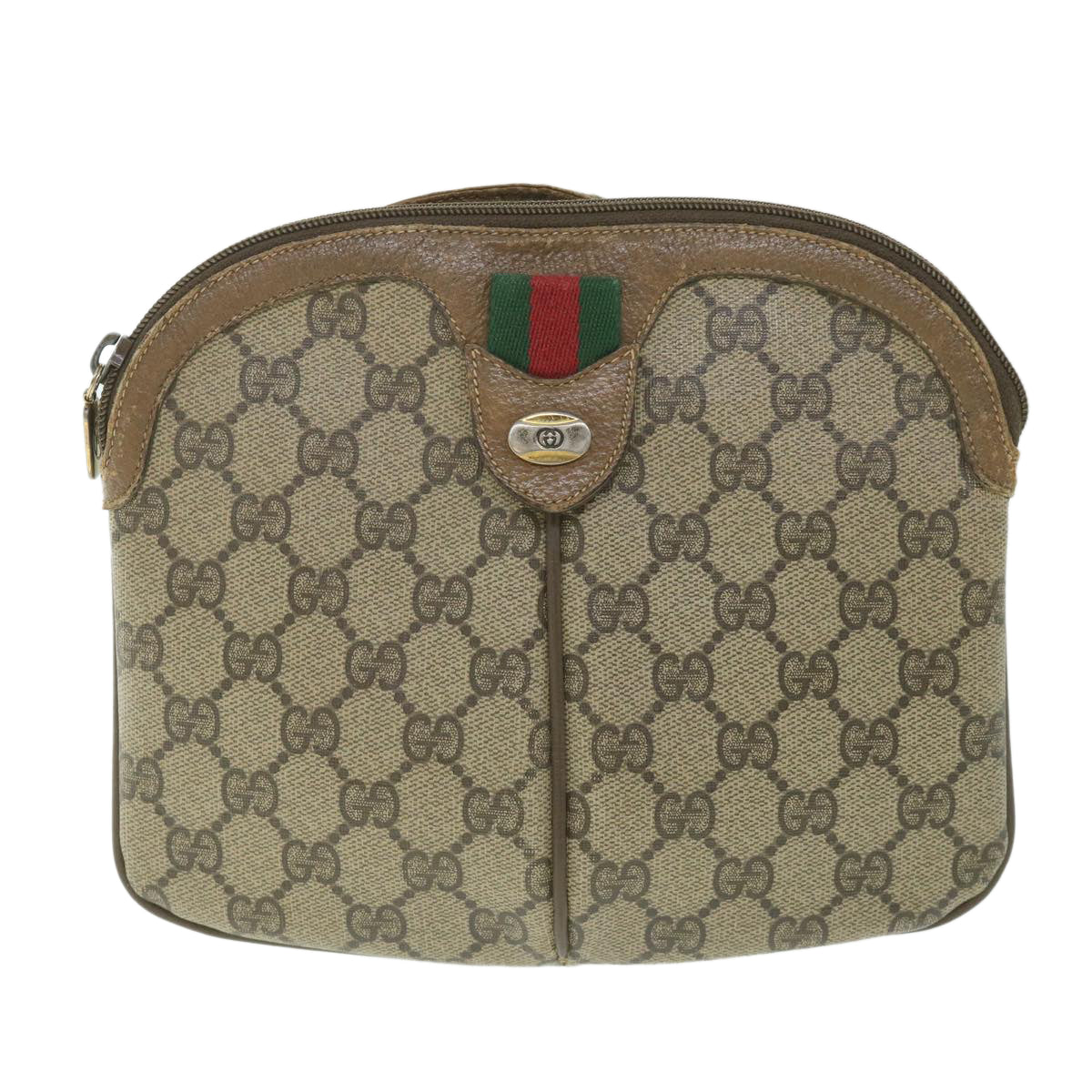 GUCCI GG Supreme Web Sherry Line Shoulder Bag Beige Red 98 02 047 Auth ep1935