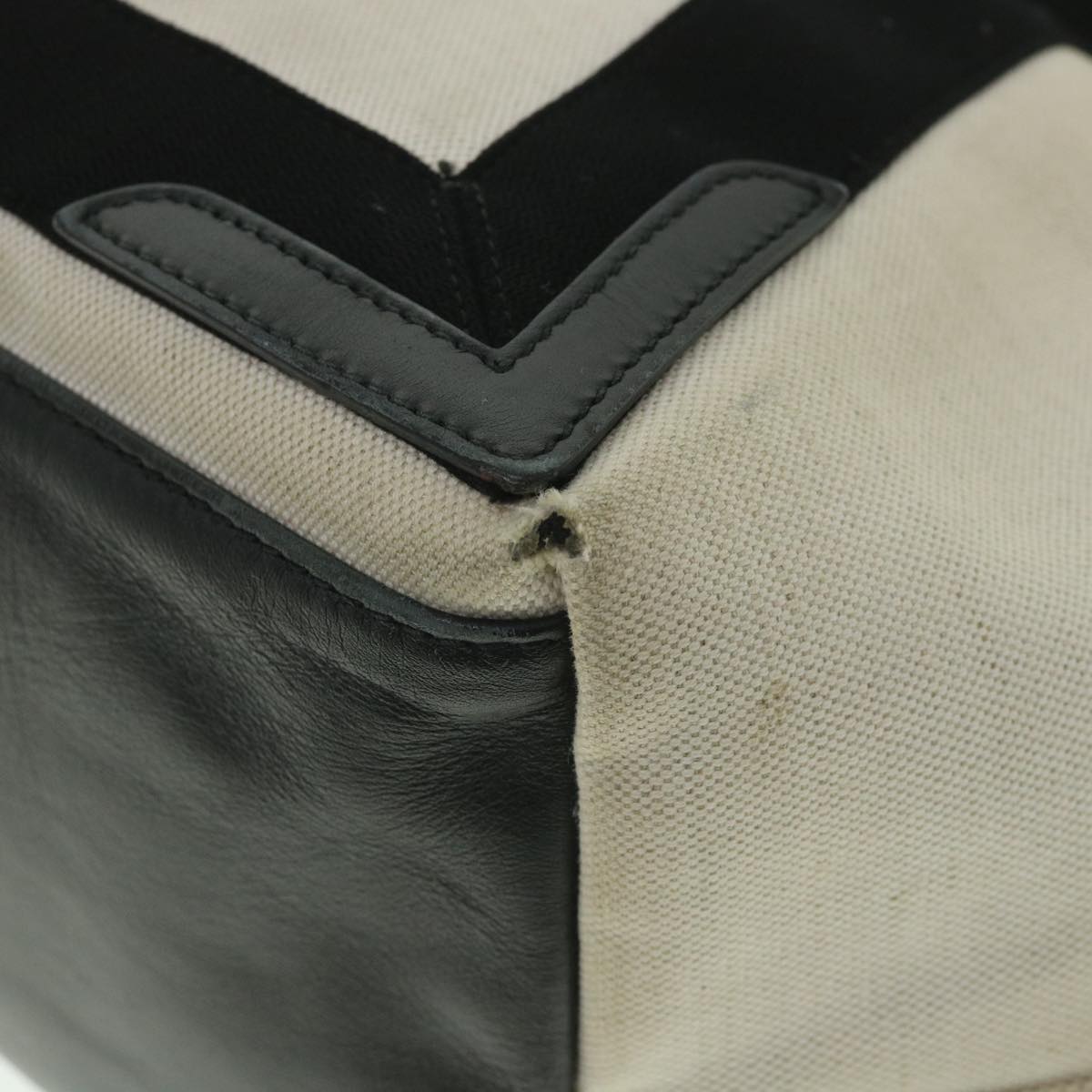 BALENCIAGA Tote Bag Canvas White Black 339936 Auth ep1955