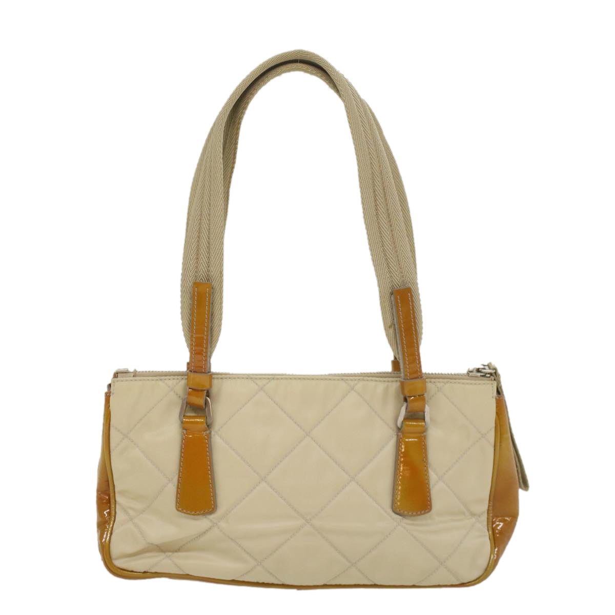 PRADA Quilted Shoulder Bag Nylon Beige Auth ep1982 - 0