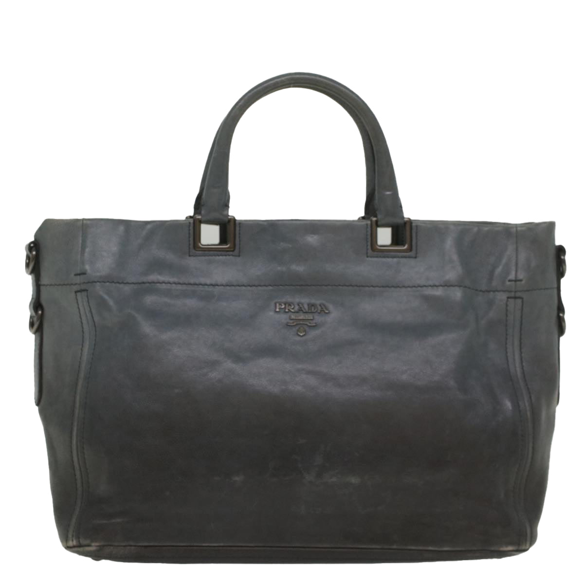 PRADA Hand Bag Leather 2way Gray Auth ep2019 - 0