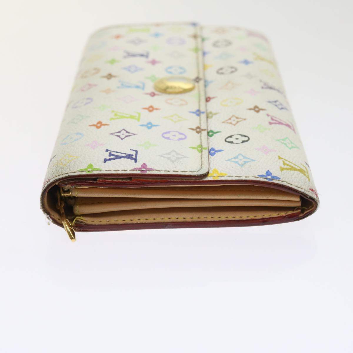 LOUIS VUITTON Multicolor Portefeuille Sarah Long Wallet White M93532 Auth ep2036