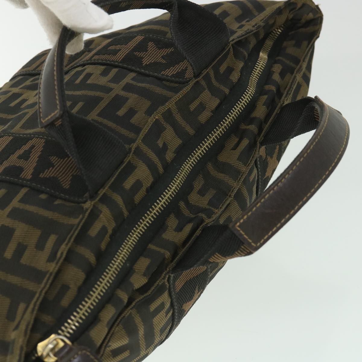 FENDI Zucca Canvas Hand Bag Black Brown Auth ep2059