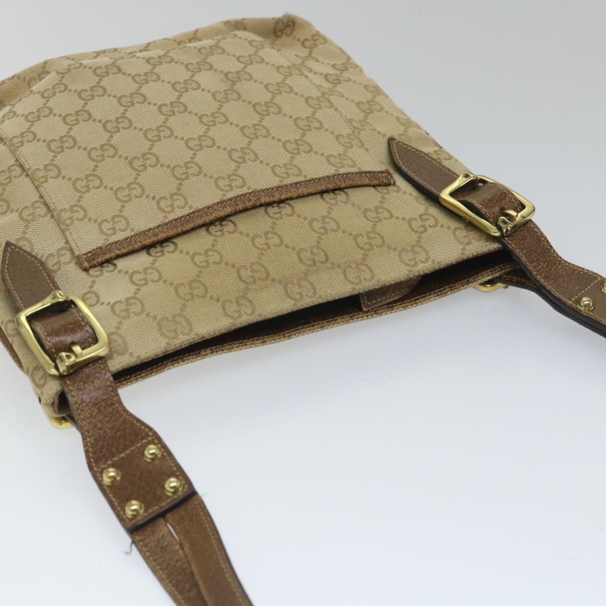 GUCCI GG Canvas Shoulder Bag Beige 115514 Auth ep2073