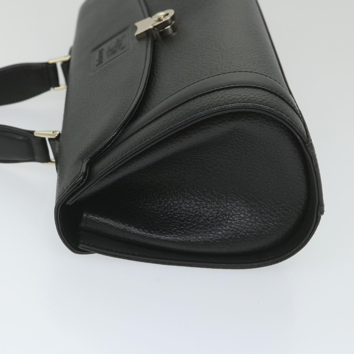 Burberrys Hand Bag Leather Black Auth ep2109