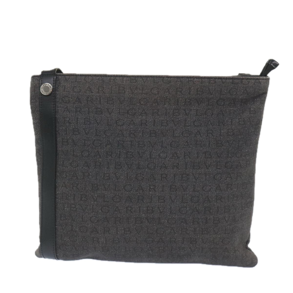 BVLGARI Shoulder Bag Canvas Gray Auth ep2126