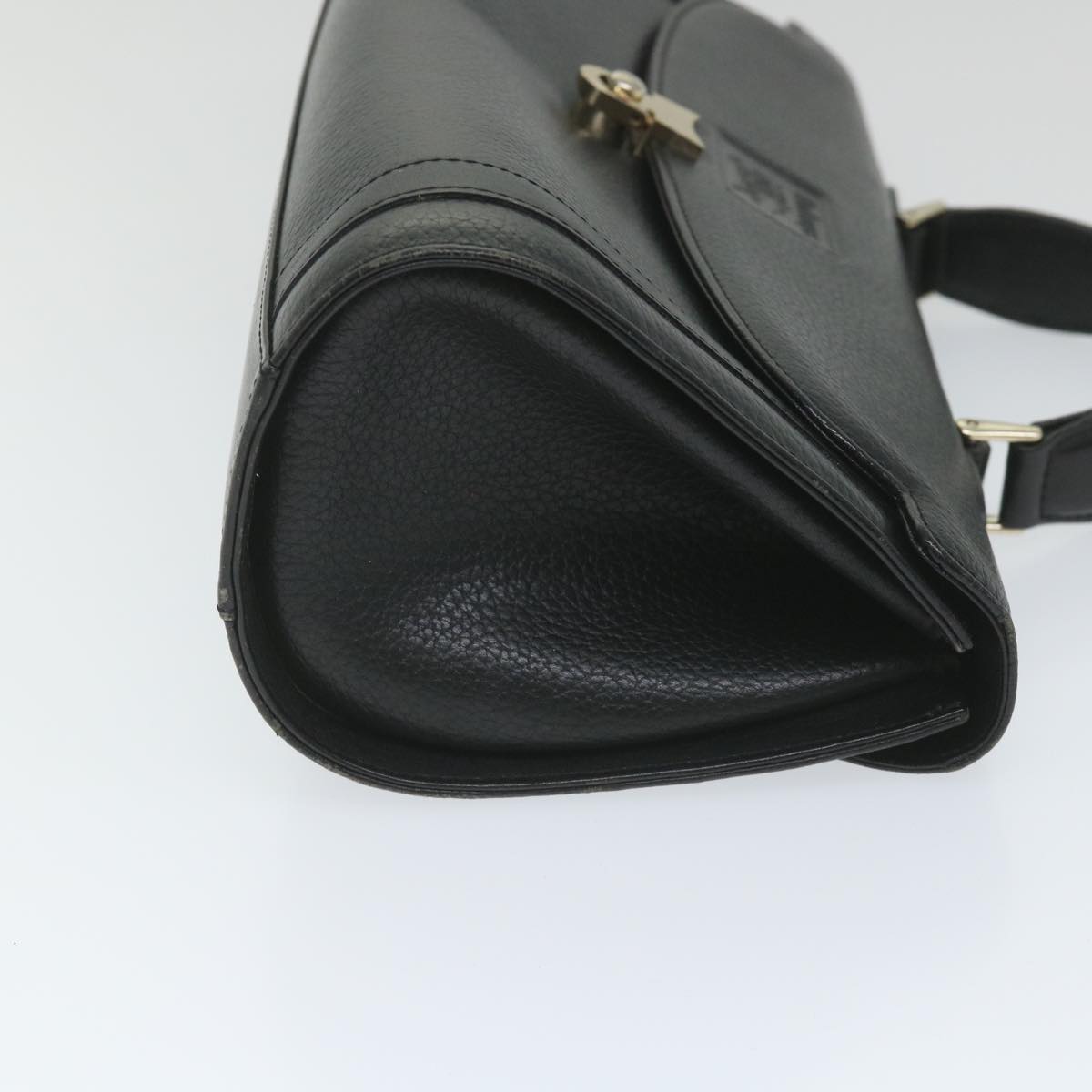 Burberrys Hand Bag Leather Black Auth ep2130