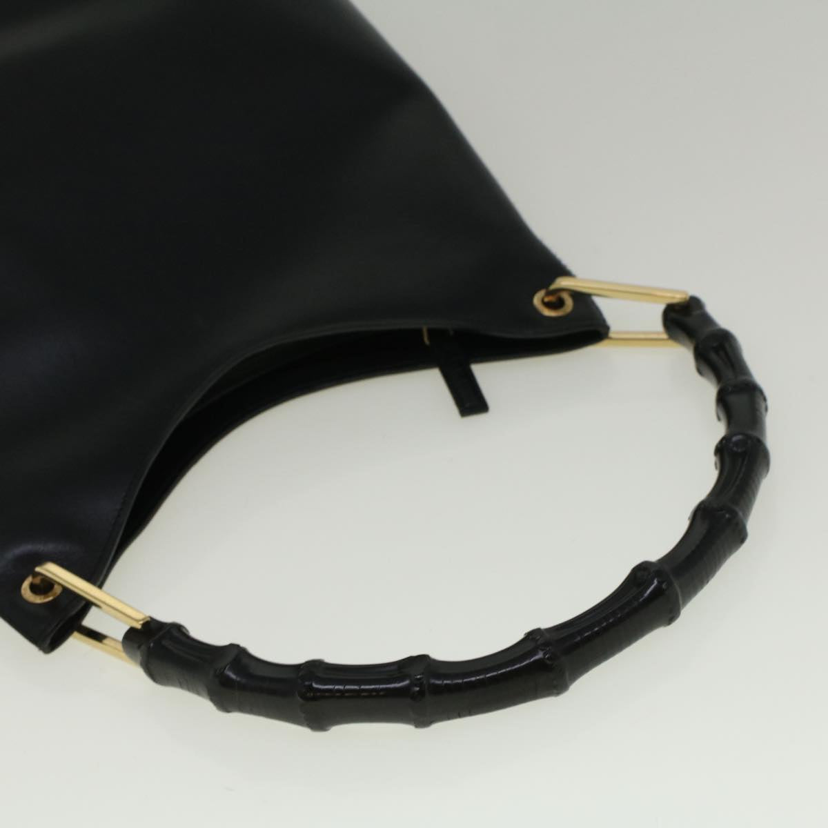 GUCCI Bamboo Shoulder Bag Leather Black 001 3007 3754 Auth ep2141