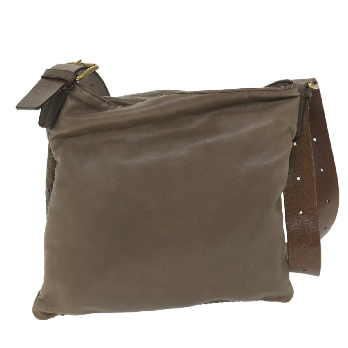 BOTTEGAVENETA INTRECCIATO Shoulder Bag Leather Brown Auth ep2148