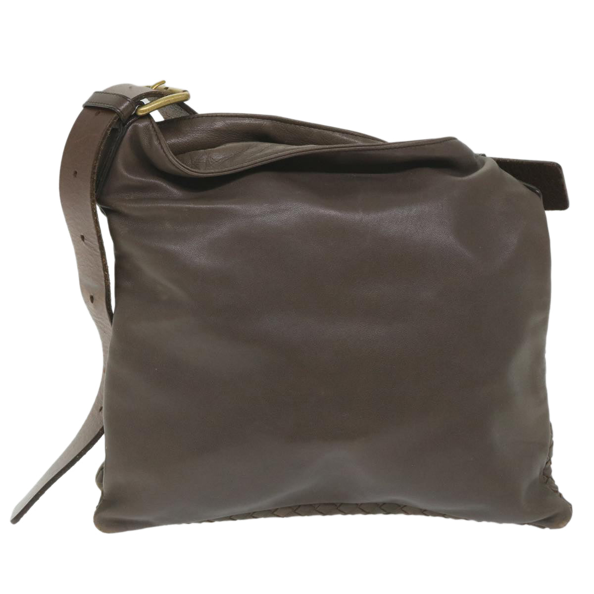 BOTTEGAVENETA INTRECCIATO Shoulder Bag Leather Brown Auth ep2148 - 0