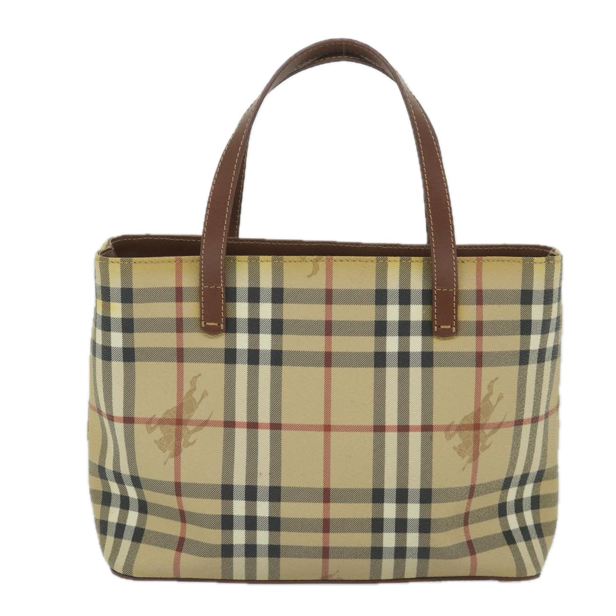 BURBERRY Nova Check Hand Bag PVC Leather Beige Auth ep2162 - 0