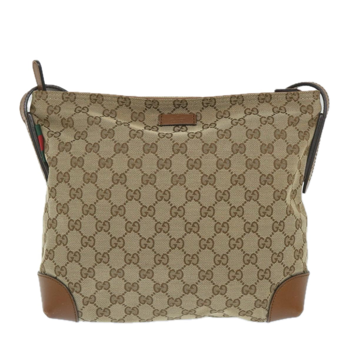 GUCCI GG Canvas Web Sherry Line Shoulder Bag Beige Red Green 337598 Auth ep2170