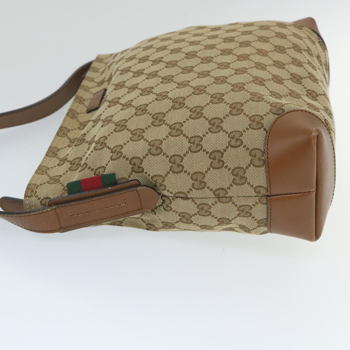 GUCCI GG Canvas Web Sherry Line Shoulder Bag Beige Red Green 337598 Auth ep2170