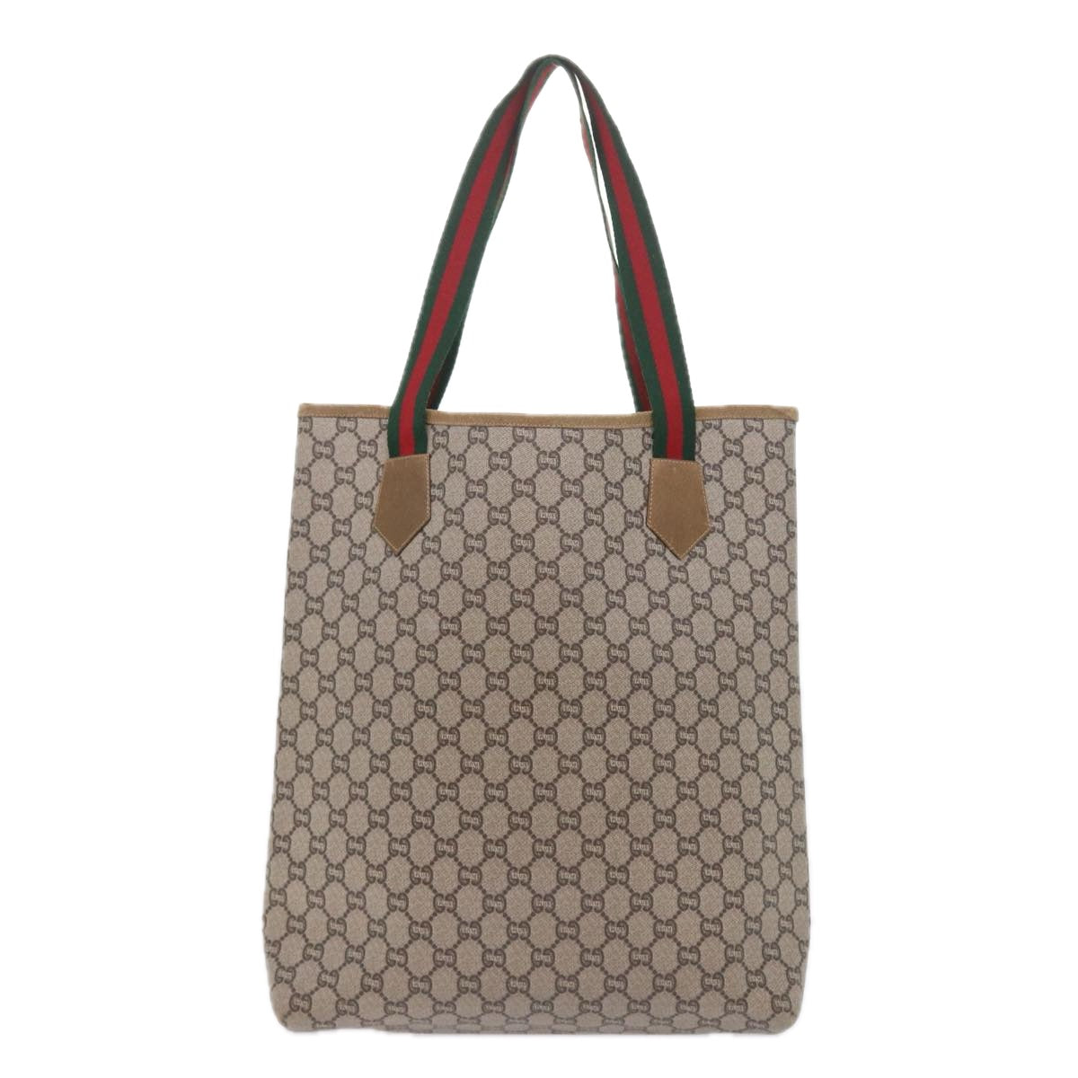 GUCCI GG Plus Supreme Web Sherry Line Tote Bag Beige Red Green Auth ep2191 - 0