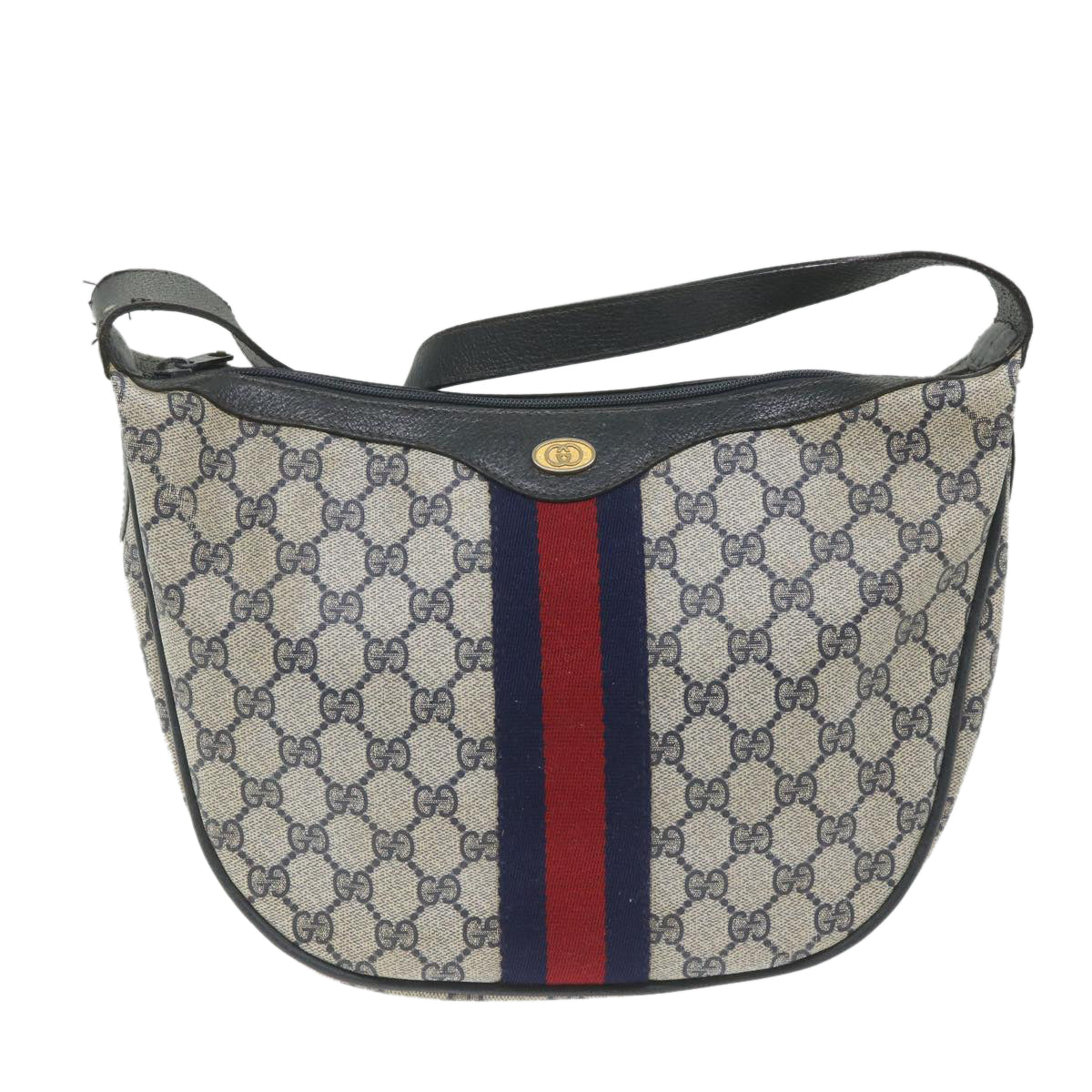 GUCCI GG Supreme Sherry Line Shoulder Bag Red Navy Gray 10 02 008 Auth ep2200 - 0