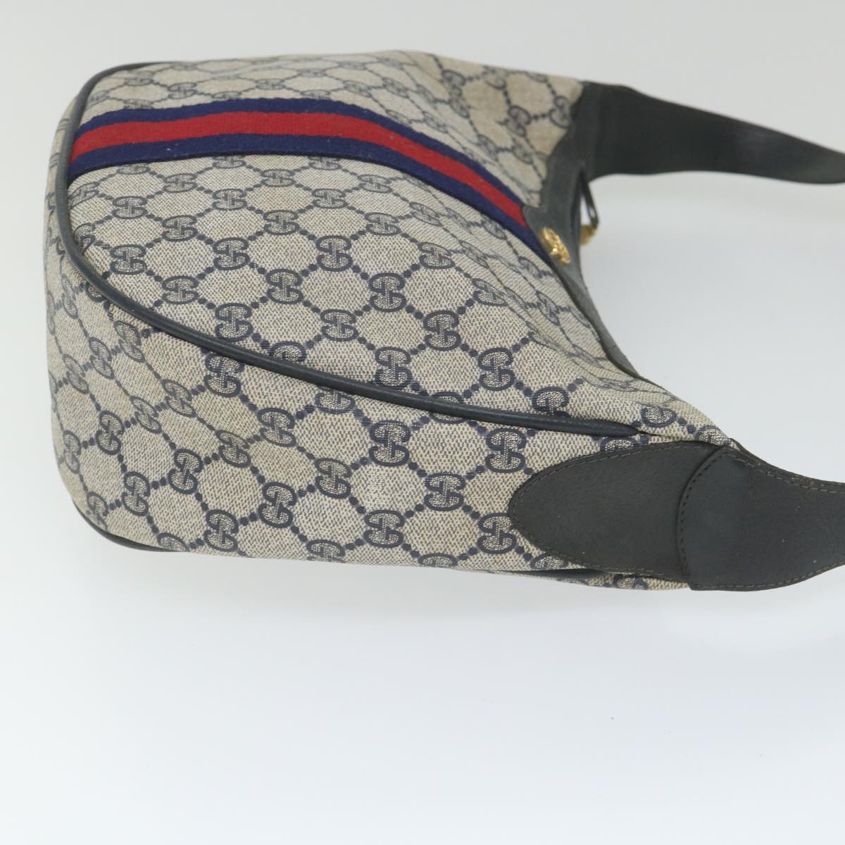 GUCCI GG Supreme Sherry Line Shoulder Bag Red Navy Gray 10 02 008 Auth ep2200