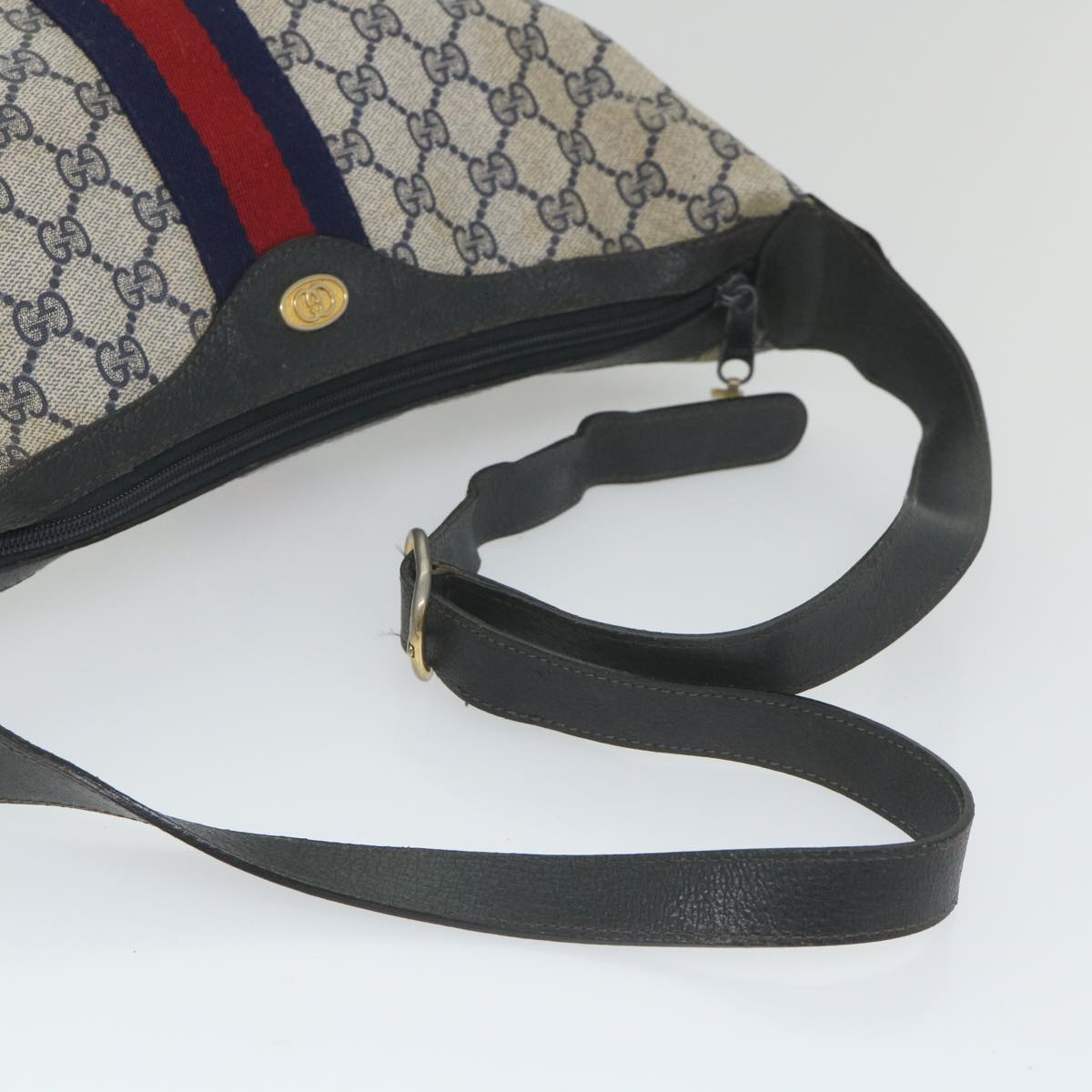 GUCCI GG Supreme Sherry Line Shoulder Bag Red Navy Gray 10 02 008 Auth ep2200