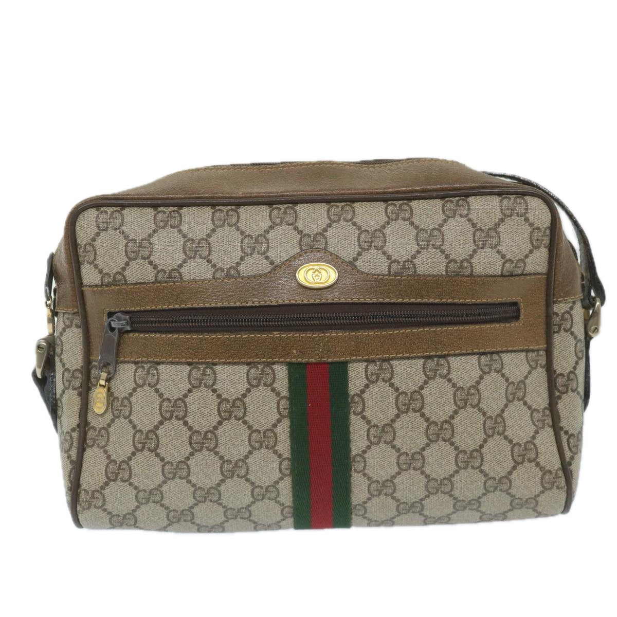 GUCCI GG Supreme Web Sherry Line Shoulder Bag Beige Red 001 4071 5 Auth ep2202