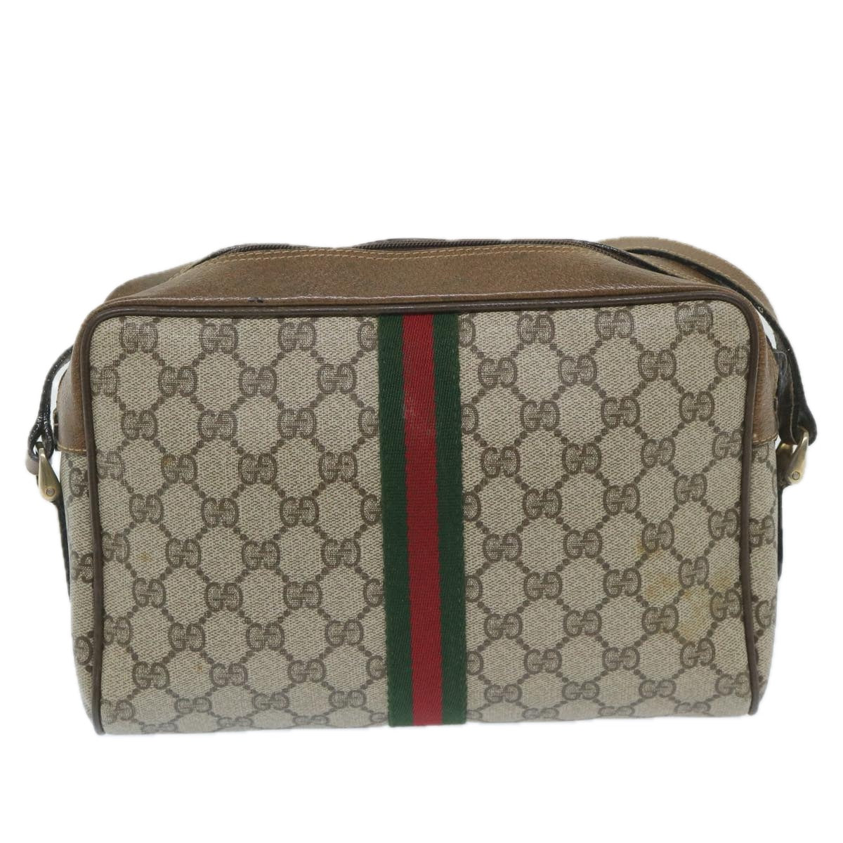 GUCCI GG Supreme Web Sherry Line Shoulder Bag Beige Red 001 4071 5 Auth ep2202 - 0