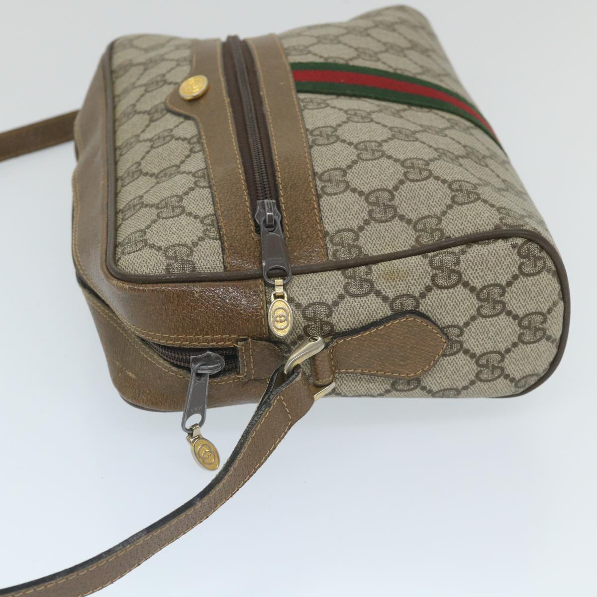 GUCCI GG Supreme Web Sherry Line Shoulder Bag Beige Red 001 4071 5 Auth ep2202