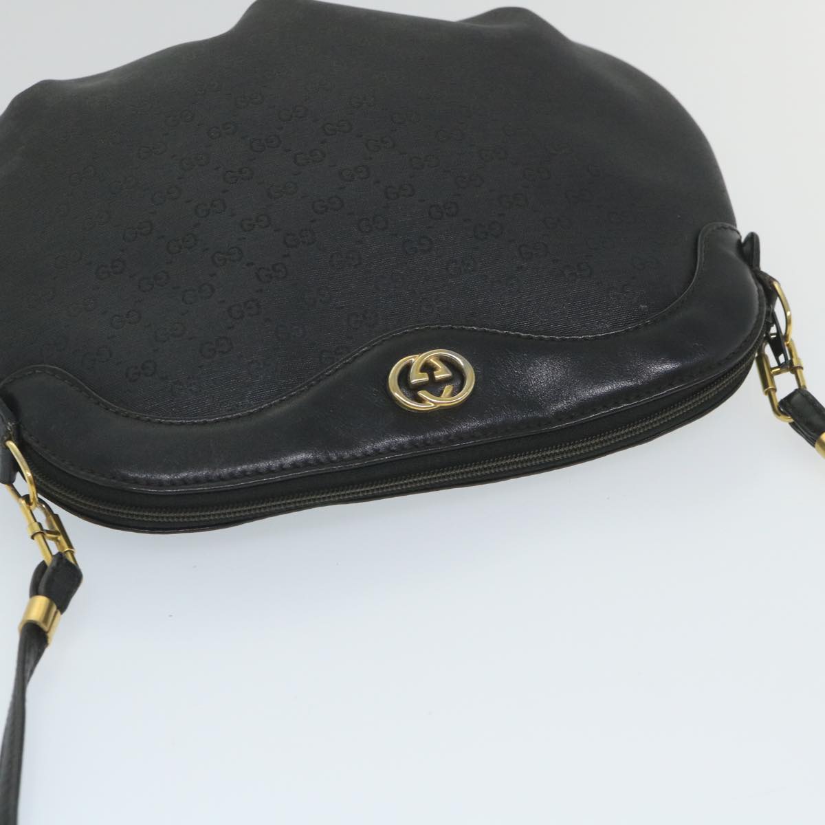 GUCCI Micro GG Supreme Shoulder Bag PVC Leather Black 007 49 0819 Auth ep2229