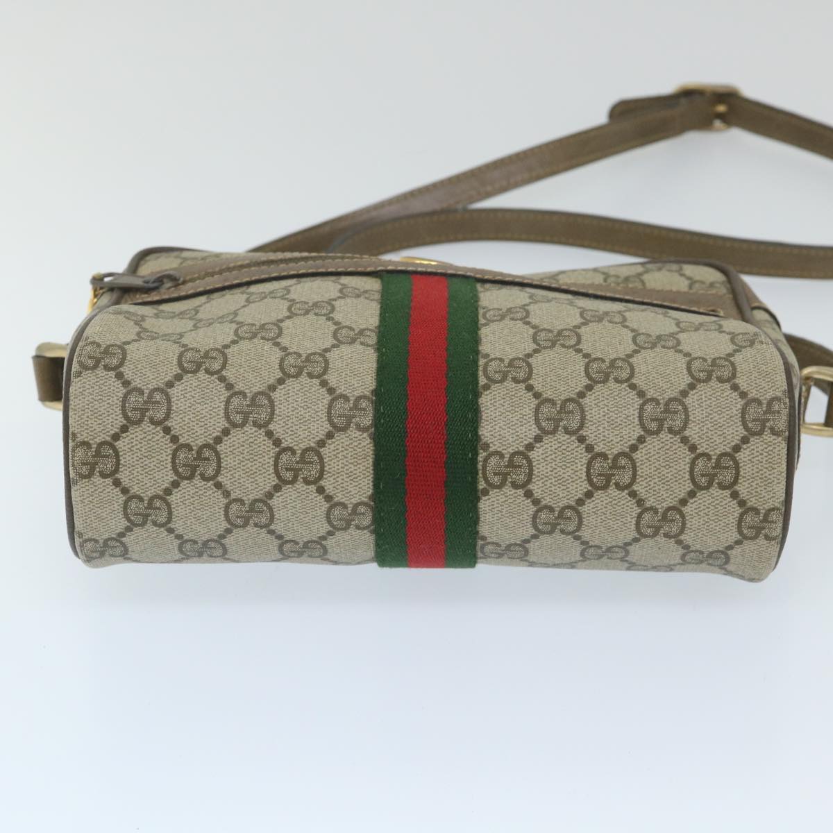 GUCCI GG Supreme Web Sherry Line Shoulder Bag Beige Red 32 02 004 Auth ep2231