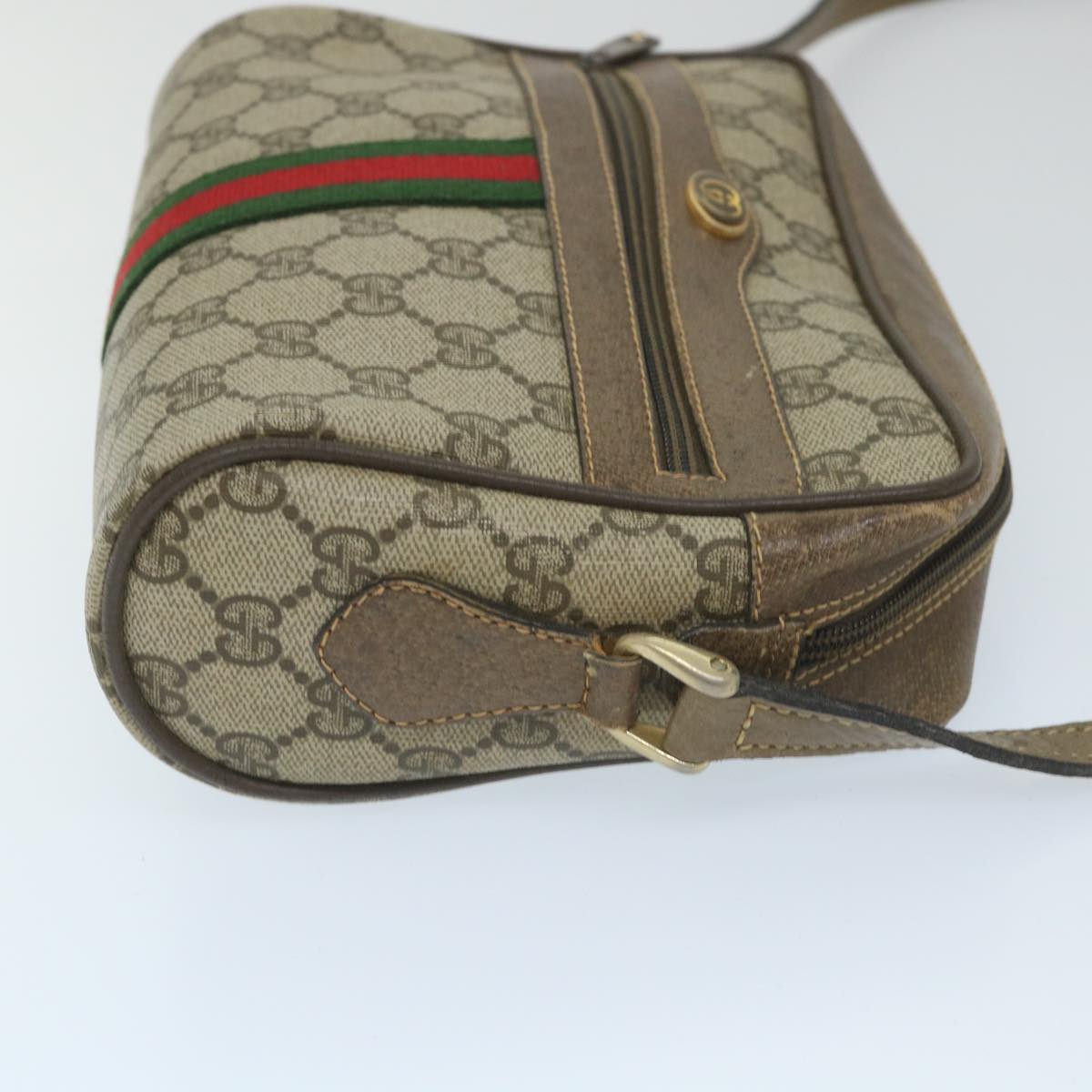 GUCCI GG Supreme Web Sherry Line Shoulder Bag Beige Red 32 02 004 Auth ep2231