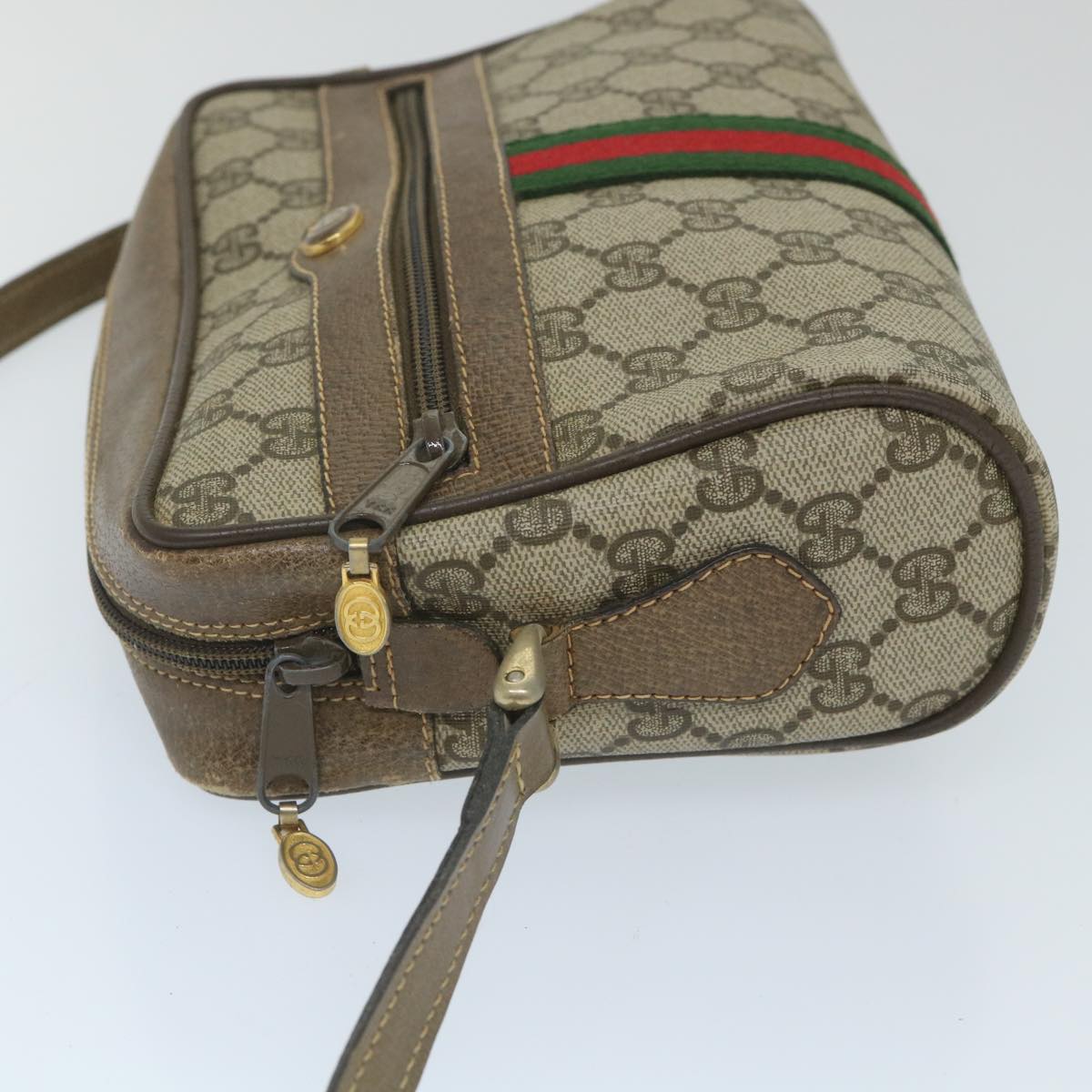 GUCCI GG Supreme Web Sherry Line Shoulder Bag Beige Red 32 02 004 Auth ep2231