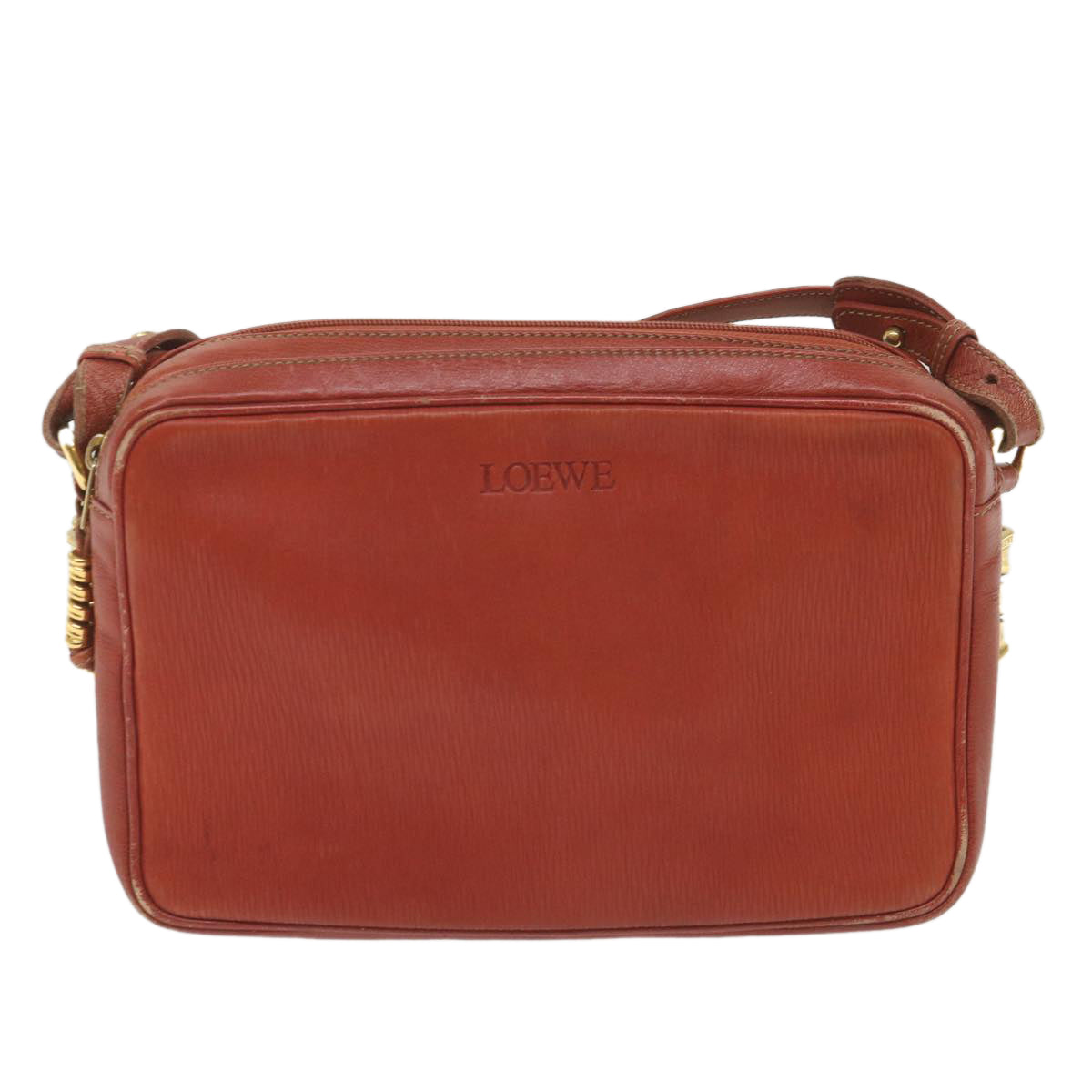 LOEWE Shoulder Bag Leather Red Auth ep2257