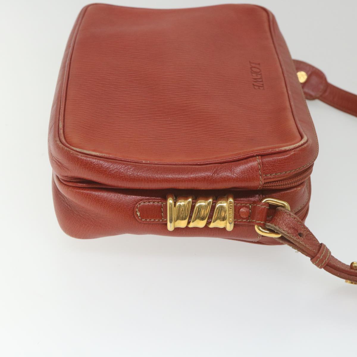 LOEWE Shoulder Bag Leather Red Auth ep2257