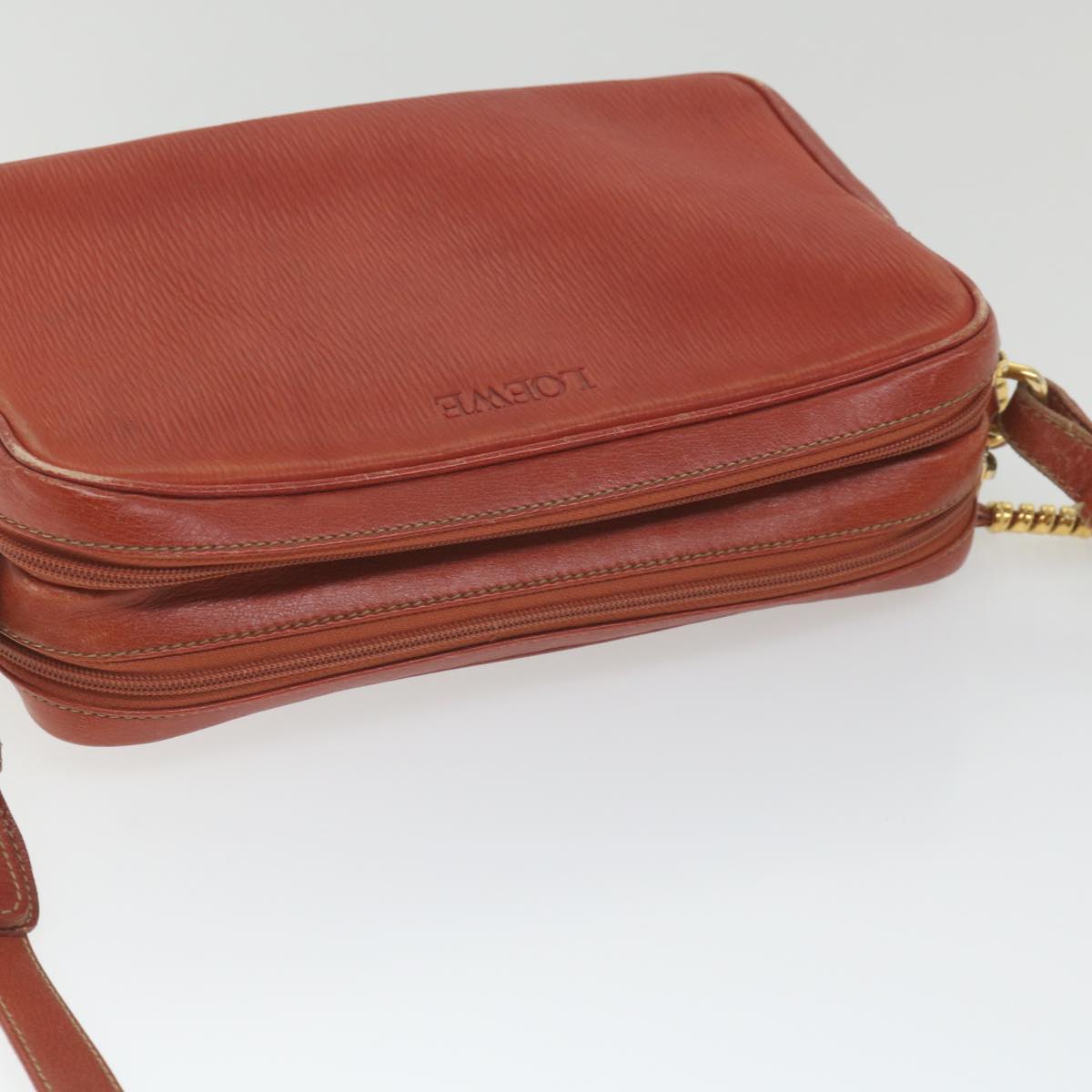 LOEWE Shoulder Bag Leather Red Auth ep2257